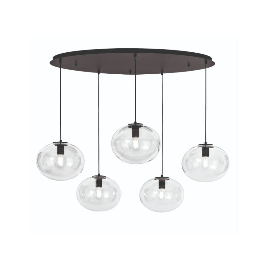Sospensione sfera vetro soffiato struttura metallo nero 5XE27 non incl. GALAXY-S5 Sospensione sfera vetro soffiato struttura metallo nero 5XE27 non incl. GALAXY-S5